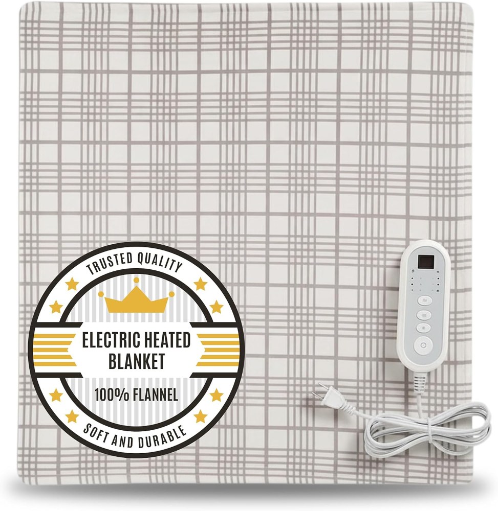 Washable plaid heated throw