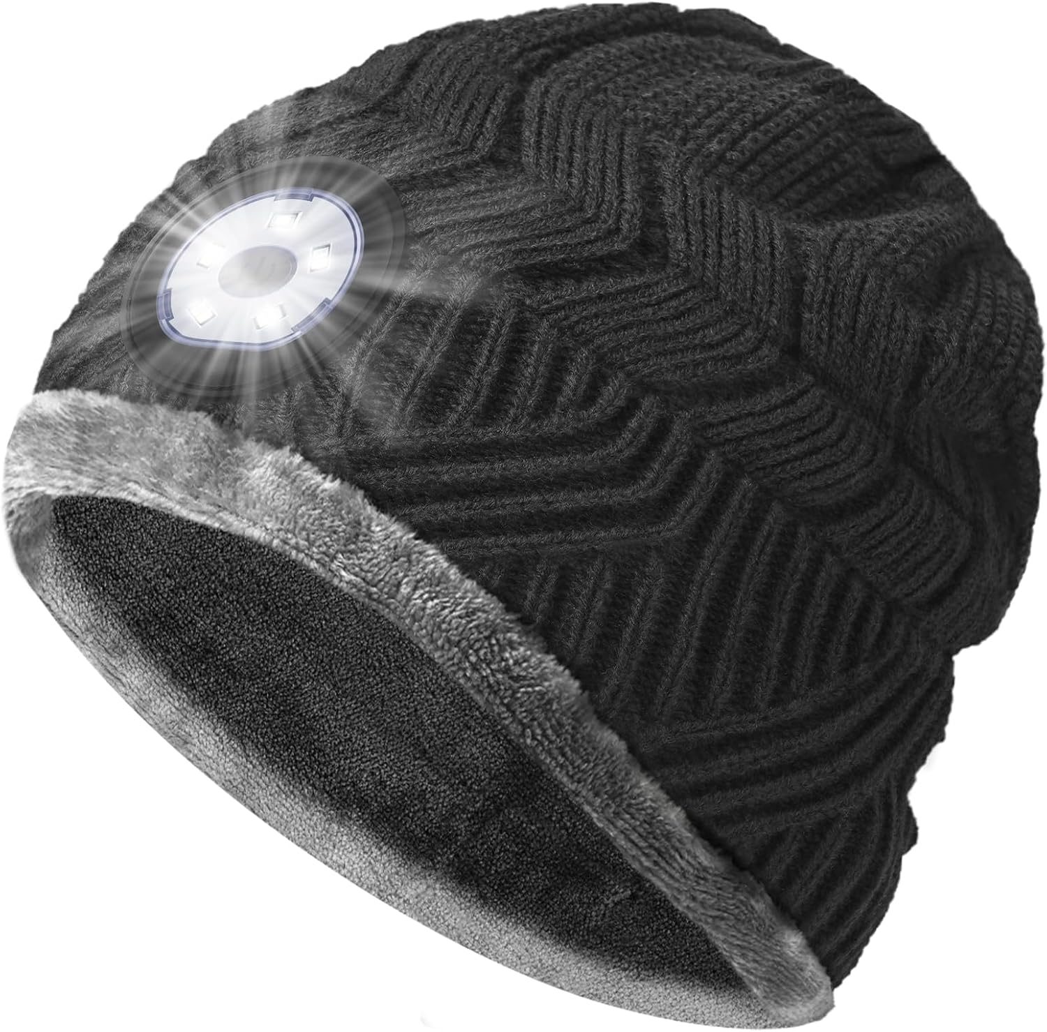 LED beanie hat with light